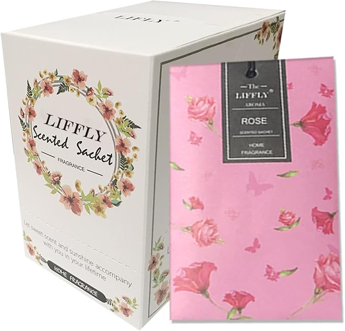 14 Packs Rose Scented Sachets for Drawers and Closets by LIFFLY