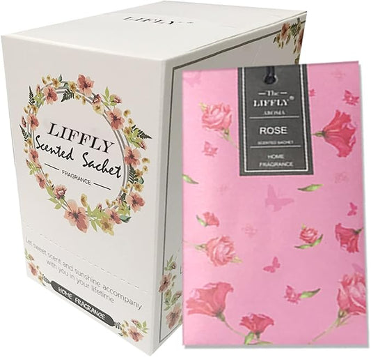 14 Packs Rose Scented Sachets for Drawers and Closets by LIFFLY