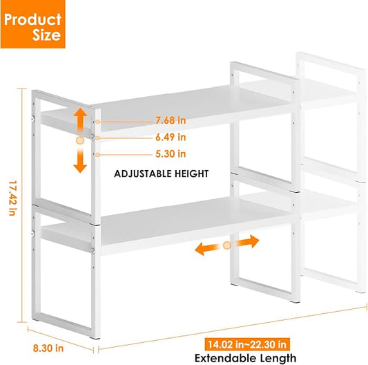 DOLALIKE Expandable Kitchen Countertop Organizer, Stackable Cabinet Shelf - Image 2