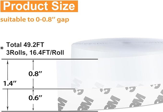 49.2 Ft Door Weather Stripping Door Seal Strip Tape, Silicone Door Draft Stopper - Image 2
