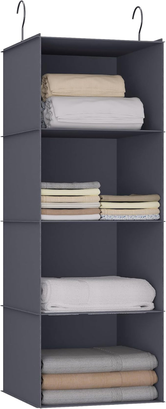 Hanging Closet Organizer, Easy Mount Foldable 4-Shelf Hanging Closet Wardrobe by DonYeco