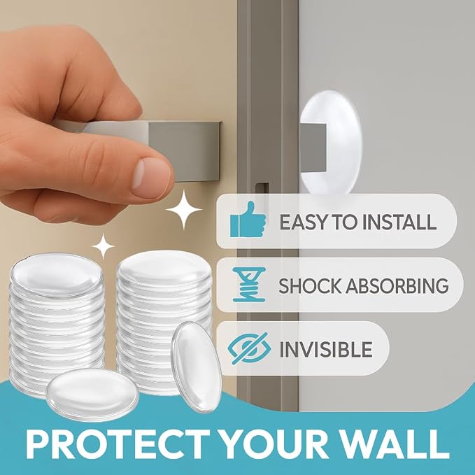 Strongest Home Door Wall Protector Clear Bumpers – 2 Inch Silicone Adhesive Pads - Image 3