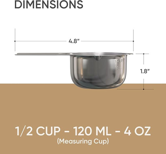 Color Up ½ Cup Measuring Cup – Premium Chrome Stainless Steel, Accurate - Image 2