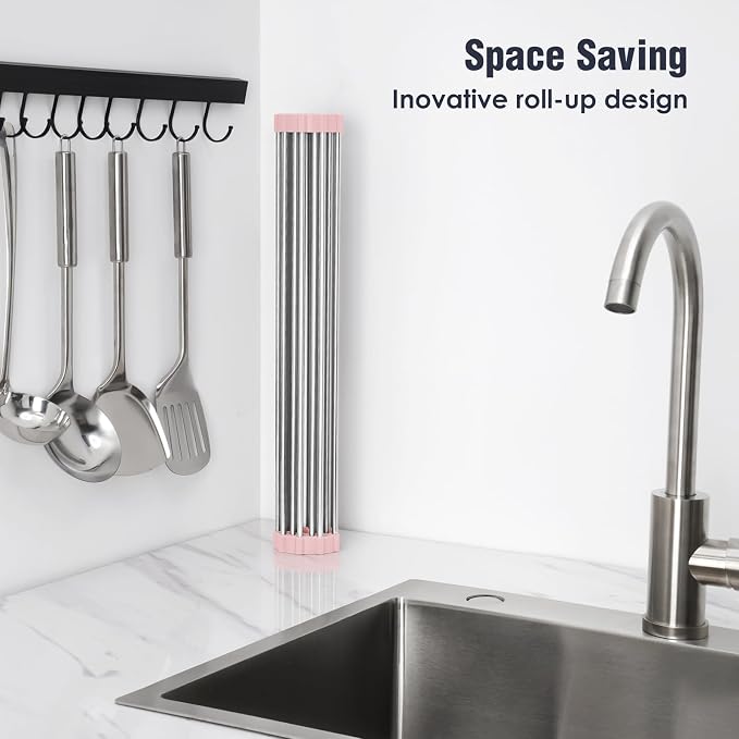 Tomorotec 21" x 15.5" Roll Up Dish Drying Rack Over Sink Drying Rack Sink Cover - Image 3