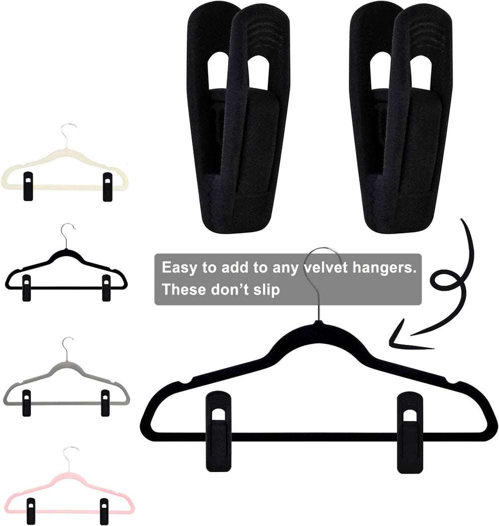 TOFIIGREM Black Velvet Hangers Clips (80-Pack), Non-Slip Strong Velvet Hanger...