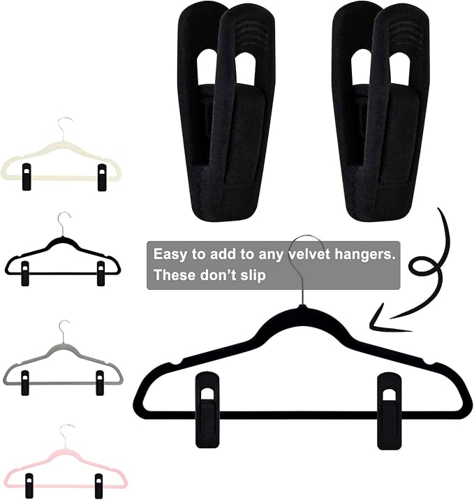Black Velvet Hangers Clips, Non-Slip Strong Velvet Hangers Clips - Image 6