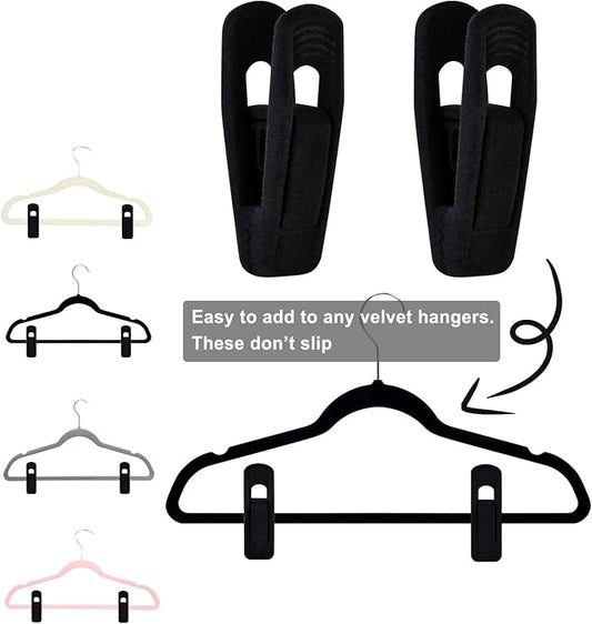 Black Velvet Hangers Clips 50 PCS, Non-Slip Velvet Clips - Image 2