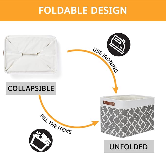 DULLEMELO Foldable Nursery Storage Baskets Canvas Storage Bins - Image 5
