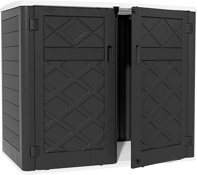 ZZM Large Outdoor Storage Shed, 48 Cu Ft Resin Versatile Storage Cabinet by ZZM