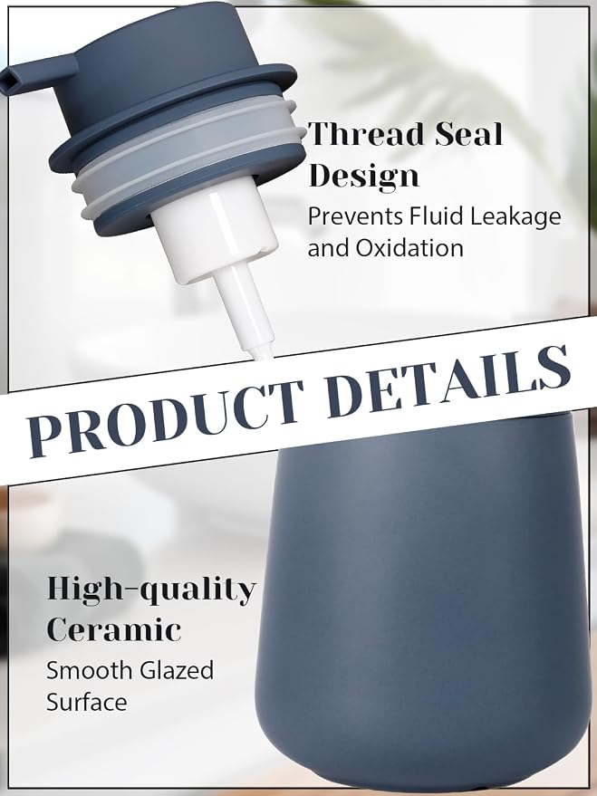 INGOFIN Ceramic Foaming Soap Dispenser - 12 oz Foam Hand Soap Dispenser Bathroom - Image 6