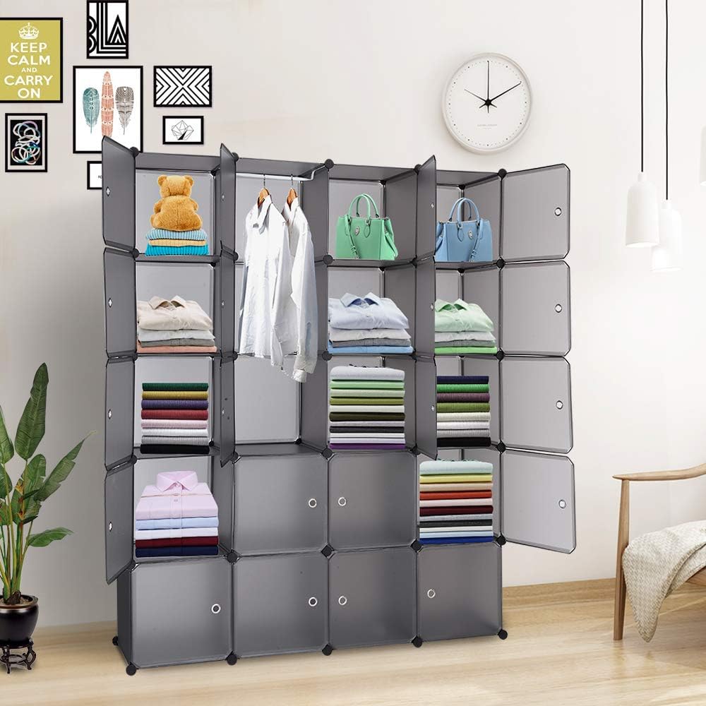 VINGLI Cube Storage Organizer, Plastic Closet Cabinet, DIY Plastic Modular Bo...