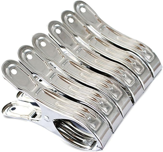 Large Heavy Duty Metal Clothespins 6 Packs Stainless Steel Clothespin, Big by Commoditydisplay