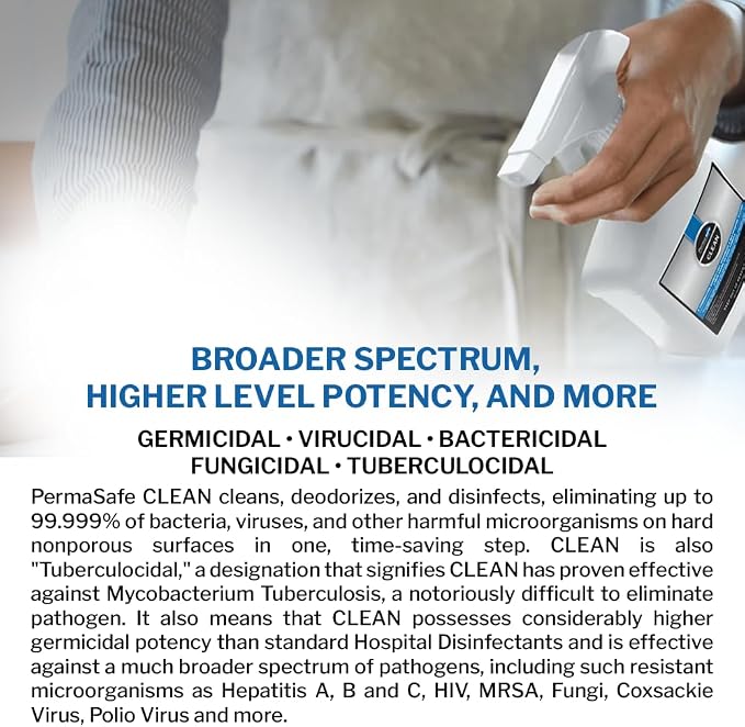 PermaSafe CLEAN, All-Purpose Hospital Disinfectant Cleaner; No Rinse, Soft & - Image 4
