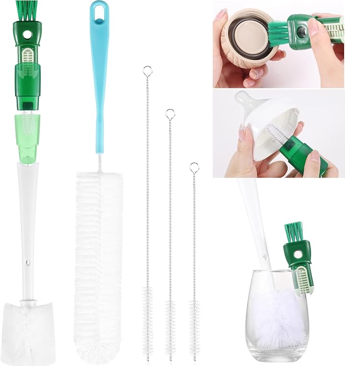 OUTXE 5 Pack Bottle Brush Set, 5-in-1 Water Bottle Cleaner Brush, 3 Straw Brush - Image 8