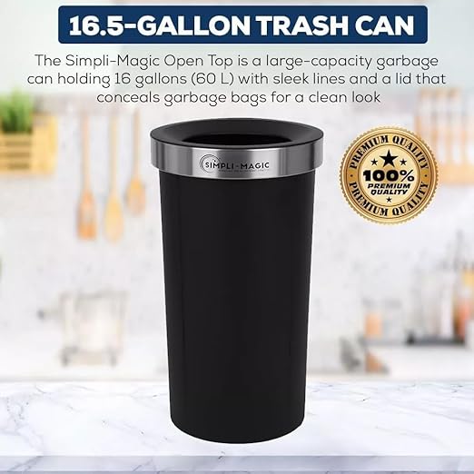 SIMPLI-MAGIC 16 Gallon Open Top Trash Can – Round Commercial Trash Can – - Image 3
