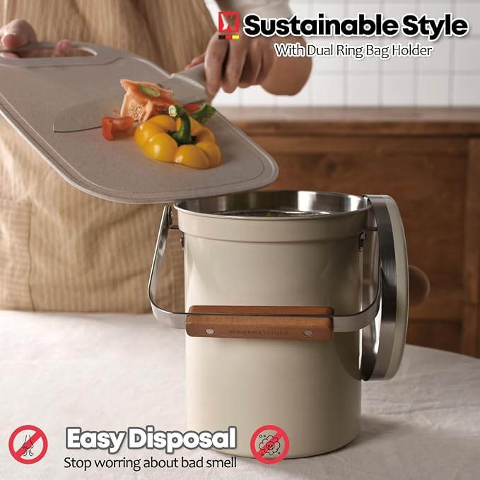 Kitchen Countertop Compost Bin 101ounces / 3Liters, Airtight Lid SUS304 - Image 4