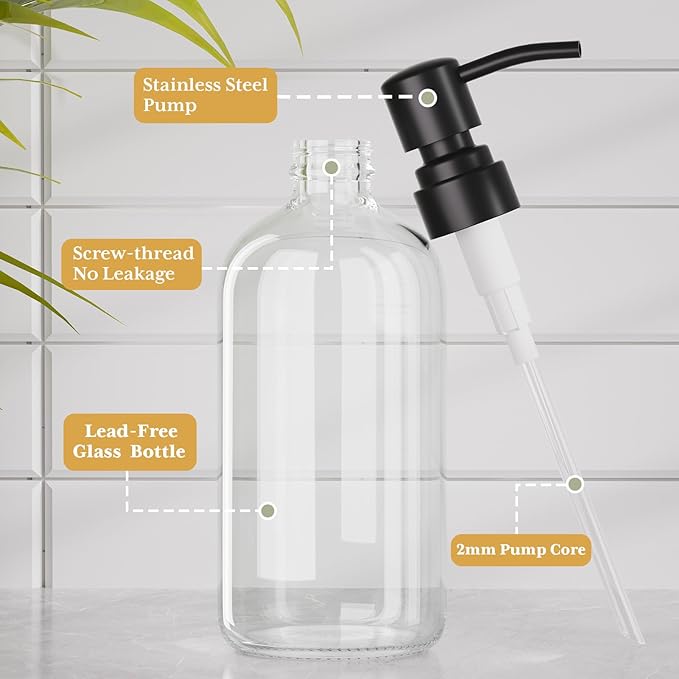 AmazerBath Soap Dispenser, 2 Pack Glass Soap Dispenser - Image 2