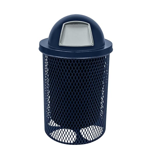 COATEDOUTDOORFURNITURE RDT-TXTDBL Heavy Duty 32 Gallon Round Trash Receptacle by CoatedOutdoorFurniture