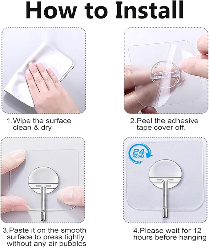 JINSHUNFA Adhesive Wall Hooks for Hanging Heavy Duty Towel Coat Hooks - Image 7