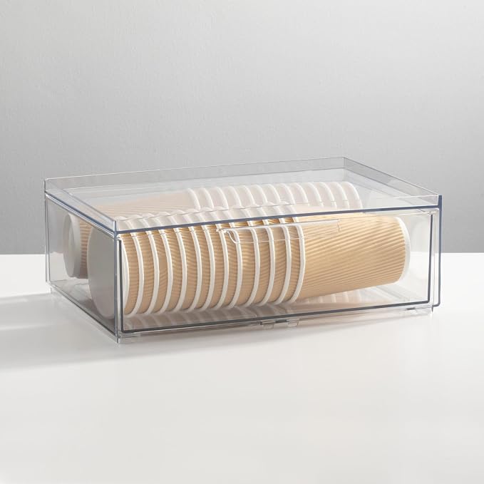 mDesign Plastic Wide Stackable Kitchen Storage Organizer Bin Containers - Image 2