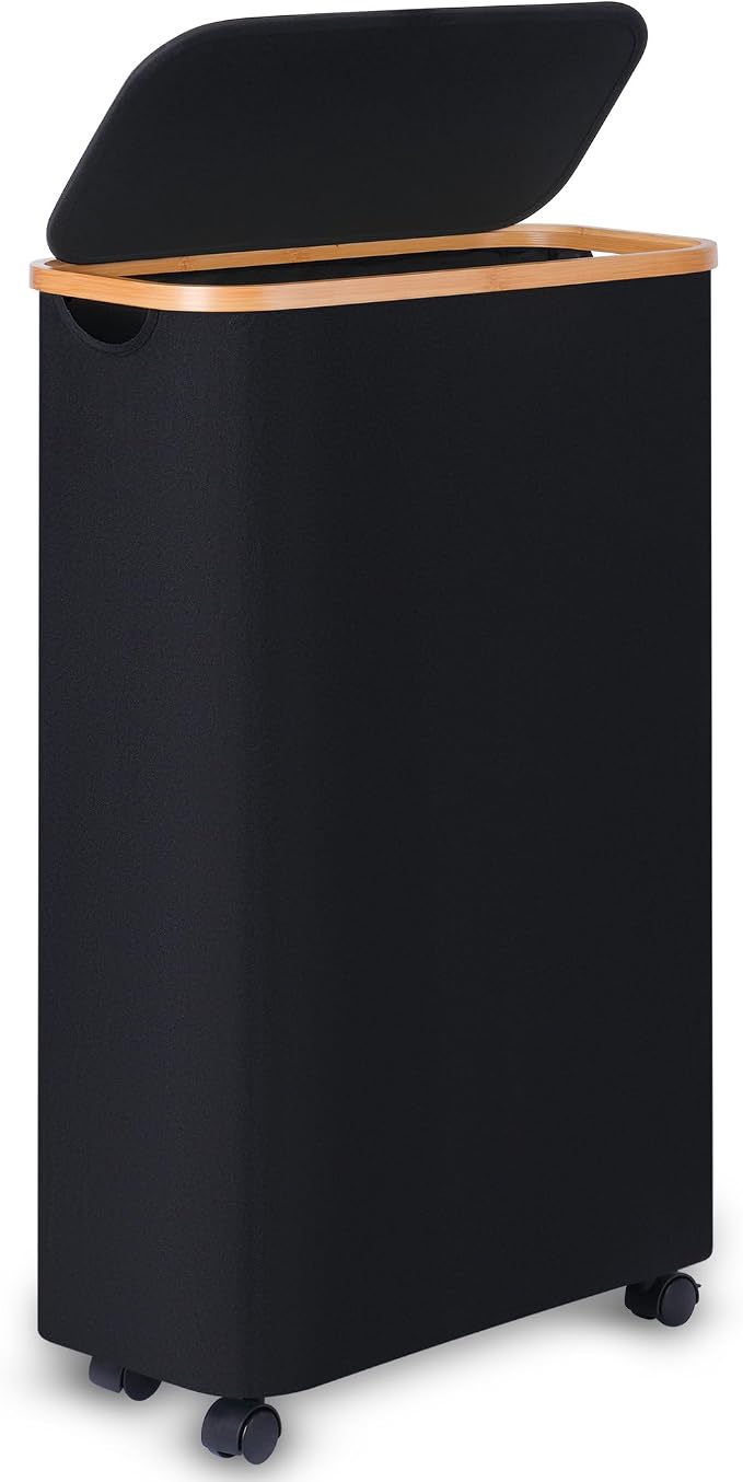 Slim Laundry Hamper with Wheels, Narrow Hampers by Merkisa