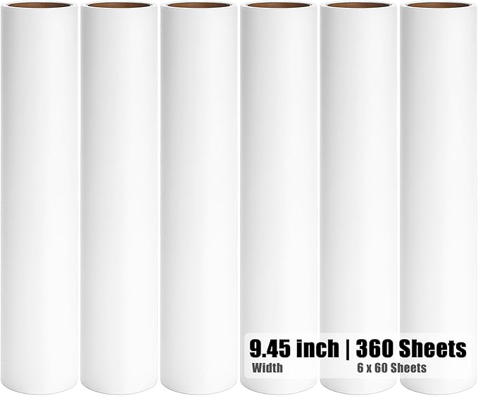 6 Pack 9.45 inch Lint Roller Refill Extra Sticky 9.4-9.5 inch Wide Large Lint by MINGRACE