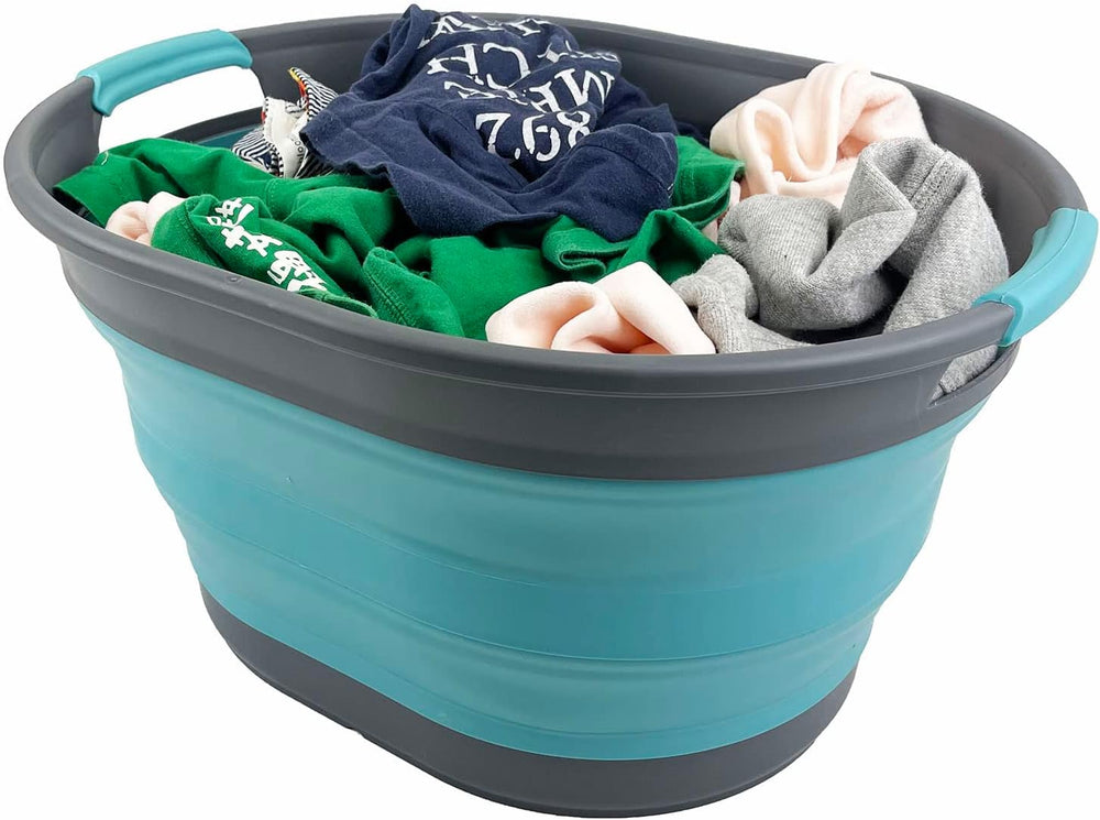 SAMMART 23L (6 Gallons) Set of 2 Collapsible Plastic Laundry Basket - Oval Tu...