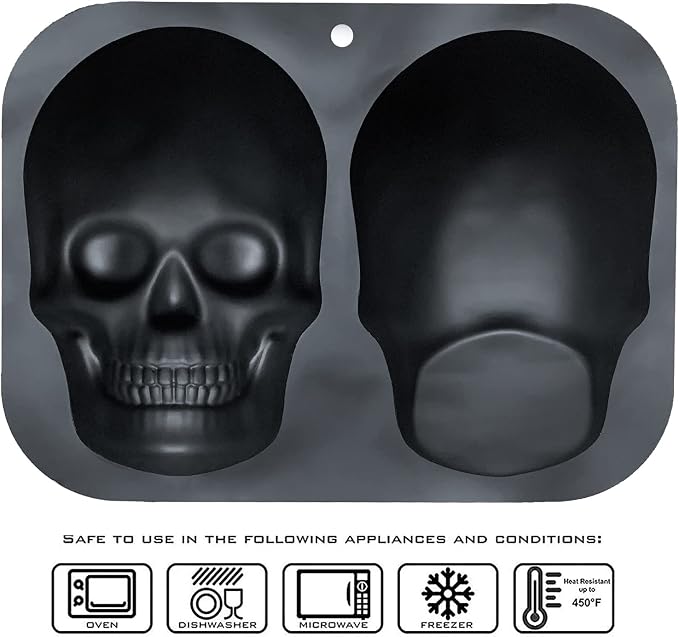 JETKONG Extra Large Silicone Skull Cake Mold Haunted Skull Baking Cake Pan - Image 4