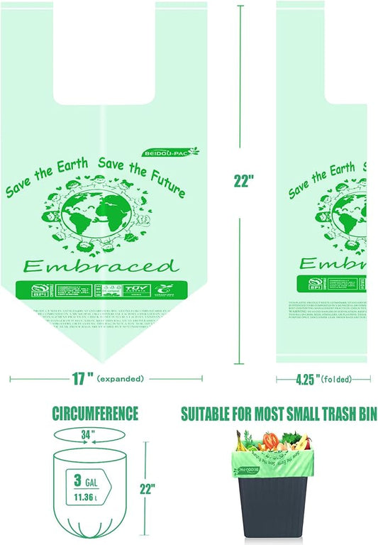 100% Compostable Trash Bags, 3 Gallon Compost Bags Small Kitchen Trash Bags - Image 2