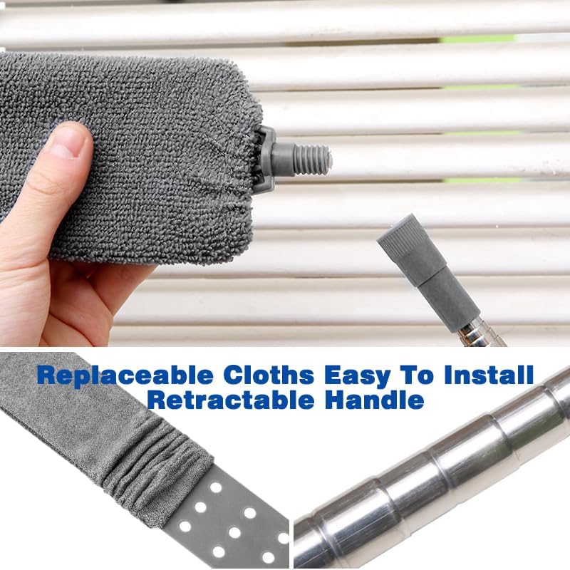 Retractable Gap Dust Cleaner with 2 Microfiber Dusting Cloths Long Handle Cleaning Tools Furniture Cleaning Duster