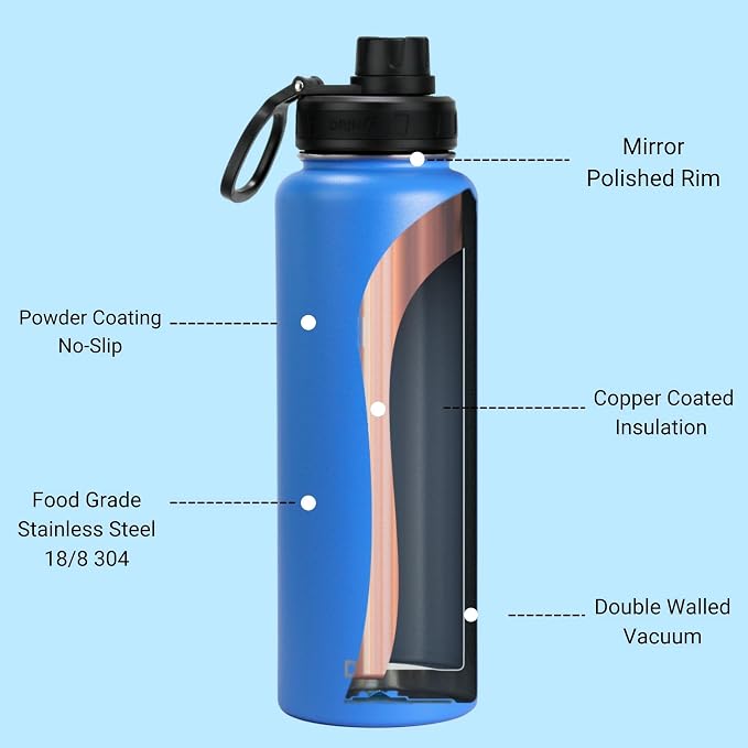 DRINCO Stainless Steel Water Bottle Spout Lid Vacuum Insulated Double Wall - Image 4