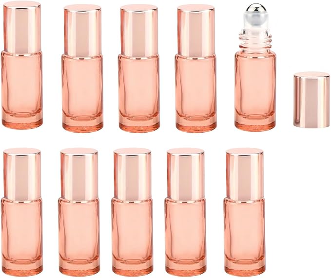 10 Pack Glass Roller Bottles for Essential Oils, 5ml Green Roll On Bottles - Image 5