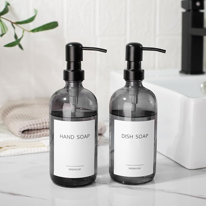GMISUN Black Soap Dispenser, 2 Pack Hand Soap Dispensers - Image 4