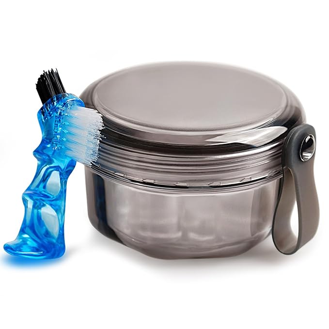 Leakproof Denture Case Denture Soaking Cup False Teeth Container, Dental by Mckkor
