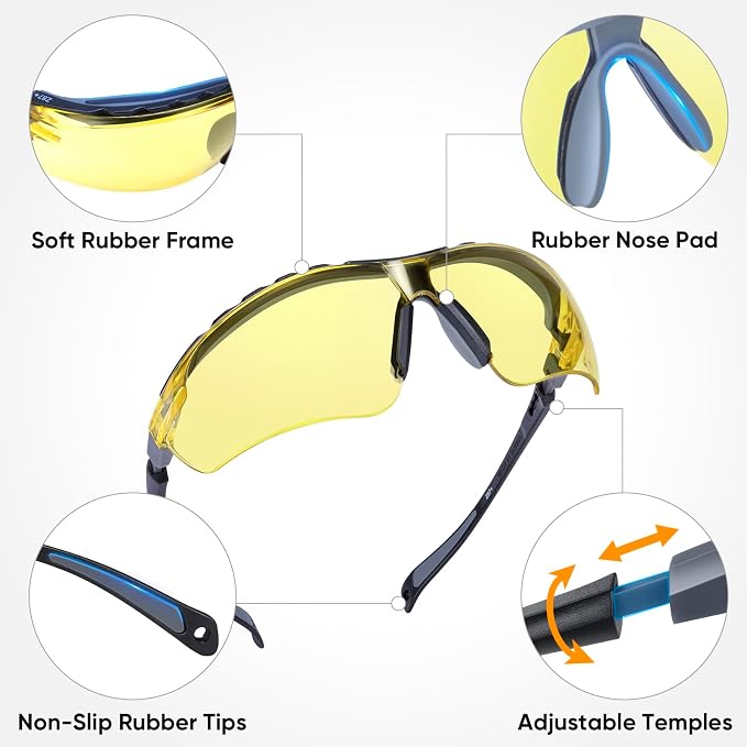 TICONN Anti-Fog Safety Glasses for Men and Women, ANSI Z87.1 Scratch Proof Eye - Image 6