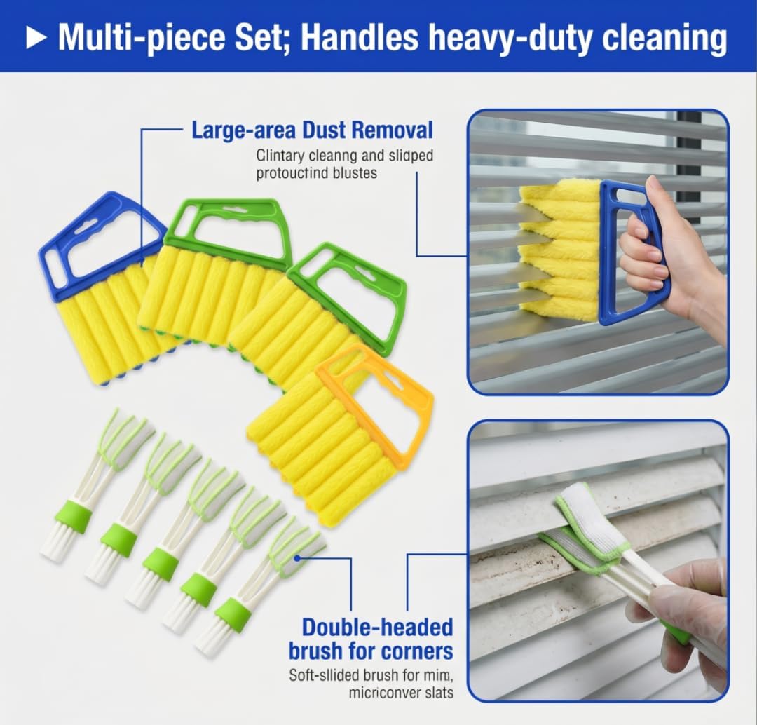 10 Pcs Blind Cleaner Duster Tool, 5 Washable 7-Fingers Dusters Cleaners and 5 Air Vent Cleaners for Venetian, Window Blinds Cleaning Set for Air Conditioner and Fans Vents