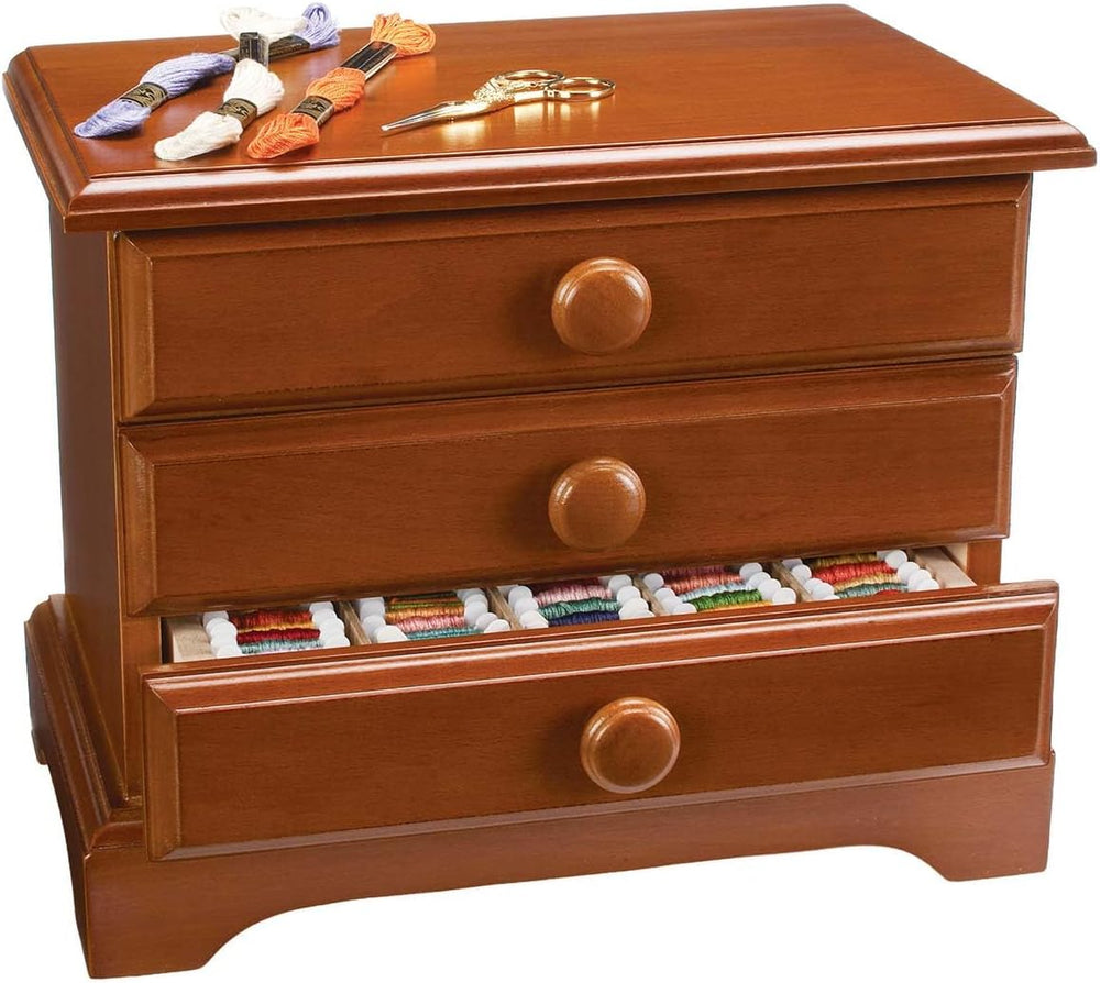 Herrschners Wooden 3 Drawer Floss Cabinet Accessory