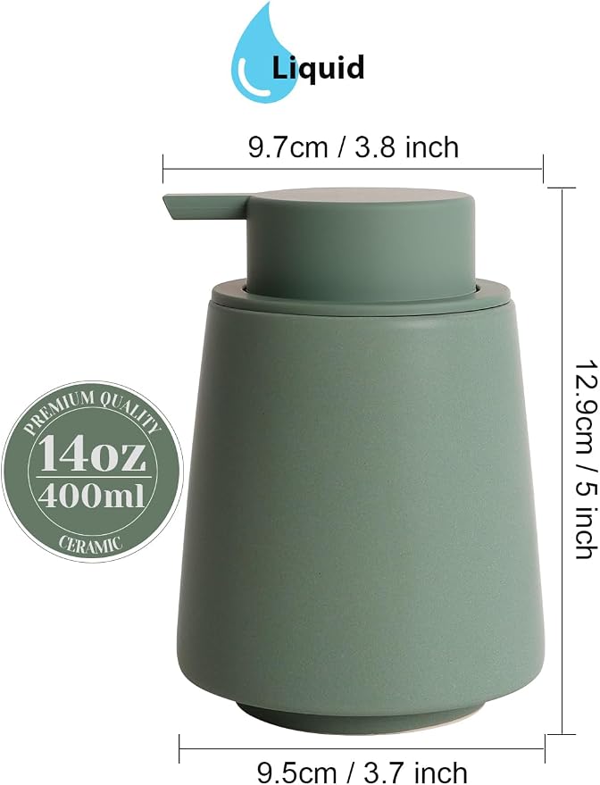 INGOFIN Ceramic Soap Dispenser, 14 oz Bathroom Hand Soap Dispenser, Liquid - Image 2