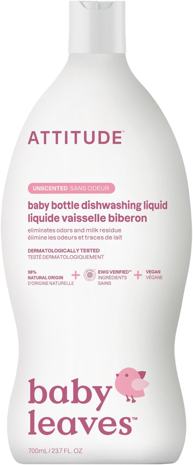 ATTITUDE Baby Dish Soap and Bottle Cleaner, EWG Verified Dishwashing Liquid by ATTITUDE
