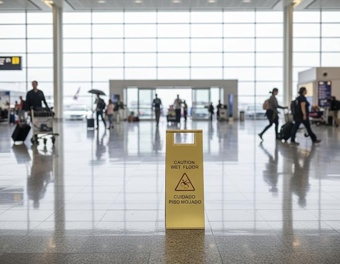 2 Pcs Wet Floor Sign, 24 Inch Gold Stainless Steel Caution Wet Floor Sign - Image 6