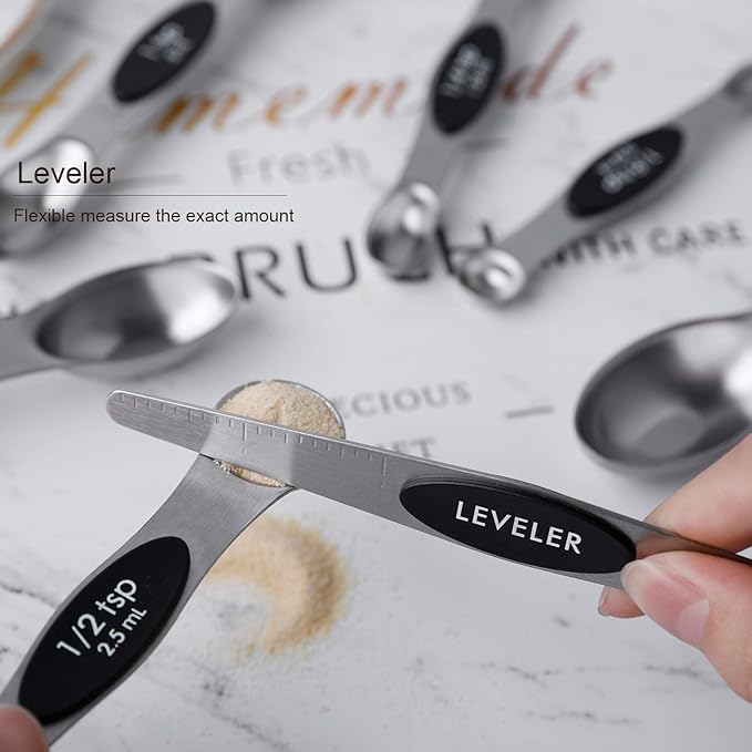 Magnetic Measuring Spoons Set Stainless Steel Dual Sided Stackable Teaspoon - Image 5