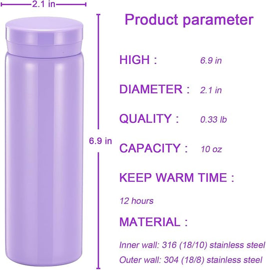 10oz Mini Water Bottle Stainless Steel Thermos Small Flask - Image 2