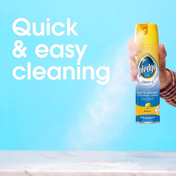 Pledge Dust & Allergen Multisurface Cleaner, Aerosol Spray, Lemon Scent - Image 2