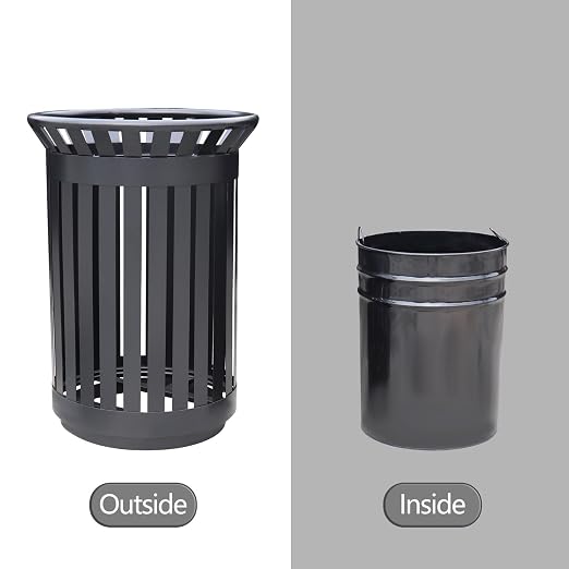 Outdoor Metal Slatted Trash Receptacle, Waste Receptacle，Commercial Trash Cans - Image 5