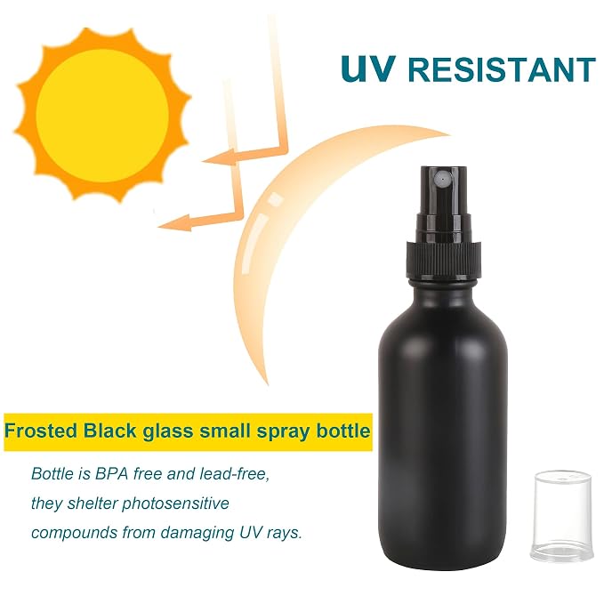 Frosted Black Glass Small Spray Bottle 2 oz 24 Packs, Fine Mist Sprayer Small - Image 4