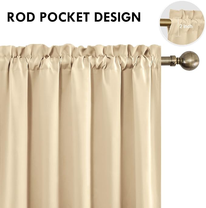 DWCN Blackout Curtains for Bedroom – Rod Pocket Thermal Insulated Noise - Image 4