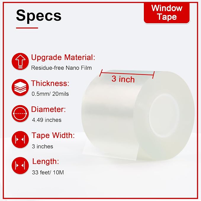 Transparent Window Weather Sealing Tape 3 Inch x 33 FT Weather Stripping - Image 2