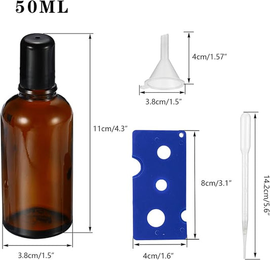 50ML Roller Bottles for Essential Oil, 3 Pack Empty Amber Glass Roller Bottle - Image 2
