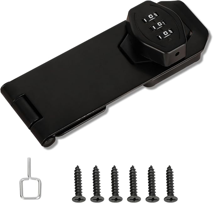 Password Rotary Hasp Locks, Digit Combination Lock Door Security Slide Latch by Mooche