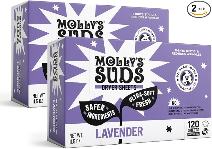Molly's Suds Fabric Softener Dryer Sheets by MollysSuds
